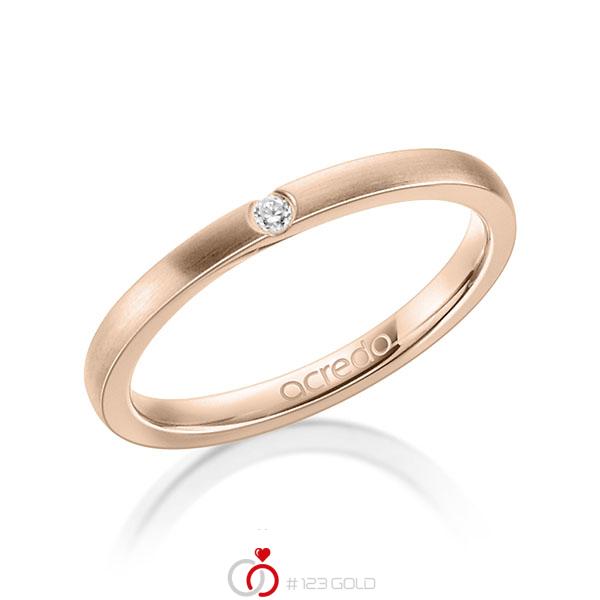 klassischer Trauring/Ehering in Rotgold 585 mit zus. 0,025 ct. Brillant tw, si von acredo - A-1302-4 klassischer Trauring/Ehering in Rotgold 585 mit zus. 0,025 ct. Brillant tw, si von acredo - A-1302-4