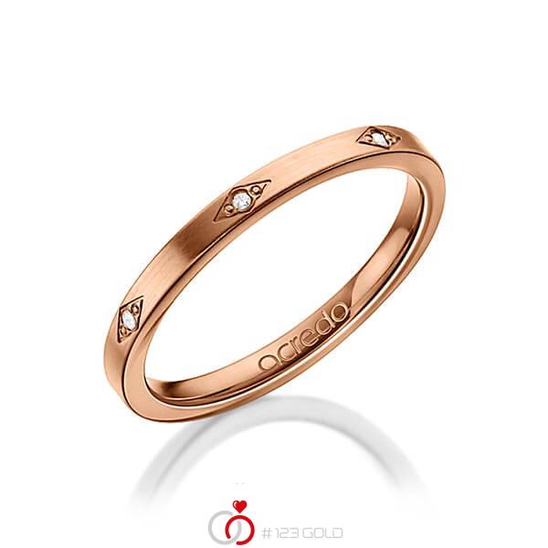 klassischer Trauring/Ehering in Rotgold 585 mit zus. 0,035 ct. Brillant tw, si von acredo - A-1301-4 klassischer Trauring/Ehering in Rotgold 585 mit zus. 0,035 ct. Brillant tw, si von acredo - A-1301-4