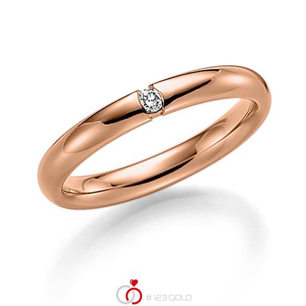 klassischer Trauring/Ehering in Rotgold 585 mit zus. 0,05 ct. Brillant tw, si von Steinberg - Q-1372-2 klassischer Trauring/Ehering in Rotgold 585 mit zus. 0,05 ct. Brillant tw, si von Steinberg - Q-1372-2