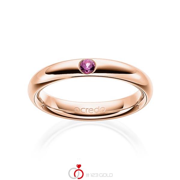klassischer Trauring/Ehering in Rotgold 585 mit zus. 0,08 ct. Brillant Saphir Pink (A 10) von acredo - A-1905-9 klassischer Trauring/Ehering in Rotgold 585 mit zus. 0,08 ct. Brillant Saphir Pink (A 10) von acredo - A-1905-9