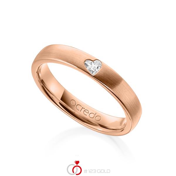 klassischer Trauring/Ehering in Rotgold 585 mit zus. 0,08 ct. Herz-Diamant tw, vs von acredo - A-1242-9 klassischer Trauring/Ehering in Rotgold 585 mit zus. 0,08 ct. Herz-Diamant tw, vs von acredo - A-1242-9