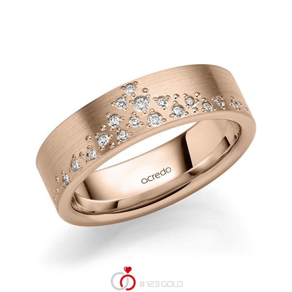 klassischer Trauring/Ehering in Rotgold 585 mit zus. 0,114 ct. Brillant tw, si von acredo - A-2194-9 klassischer Trauring/Ehering in Rotgold 585 mit zus. 0,114 ct. Brillant tw, si von acredo - A-2194-9