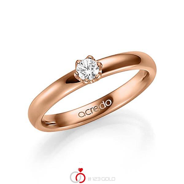 klassischer Trauring/Ehering in Rotgold 585 mit zus. 0,15 ct. Brillant tw, si von acredo - A-1352-5 klassischer Trauring/Ehering in Rotgold 585 mit zus. 0,15 ct. Brillant tw, si von acredo - A-1352-5