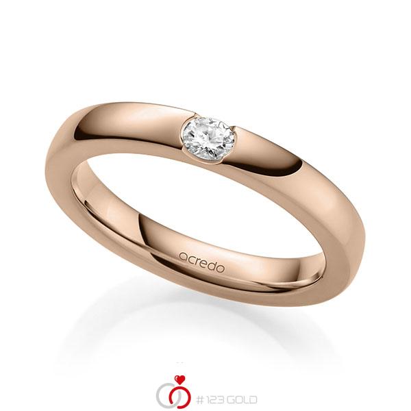klassischer Trauring/Ehering in Rotgold 585 mit zus. 0,1 ct. tw, vs von acredo - A-2140-9 klassischer Trauring/Ehering in Rotgold 585 mit zus. 0,1 ct. tw, vs von acredo - A-2140-9