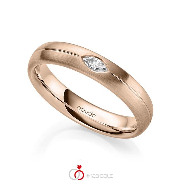 klassischer Trauring/Ehering in Rotgold 585 mit zus. 0,1 ct. tw, vs von acredo - A-2143-14 klassischer Trauring/Ehering in Rotgold 585 mit zus. 0,1 ct. tw, vs von acredo - A-2143-14