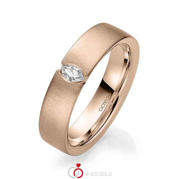 klassischer Trauring/Ehering in Rotgold 585 mit zus. 0,1 ct. tw, vs von acredo - A-2144-9 klassischer Trauring/Ehering in Rotgold 585 mit zus. 0,1 ct. tw, vs von acredo - A-2144-9
