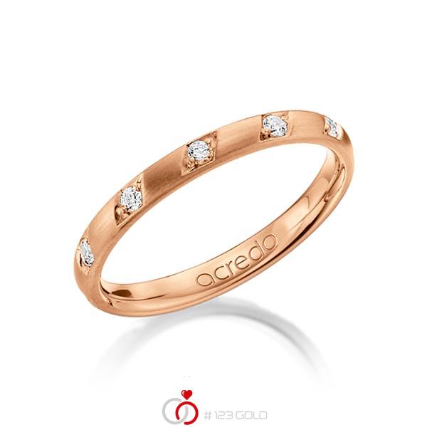 klassischer Trauring/Ehering in Rotgold 585 mit zus. 0,22 ct. Brillant tw, si von acredo - A-1284-5 klassischer Trauring/Ehering in Rotgold 585 mit zus. 0,22 ct. Brillant tw, si von acredo - A-1284-5