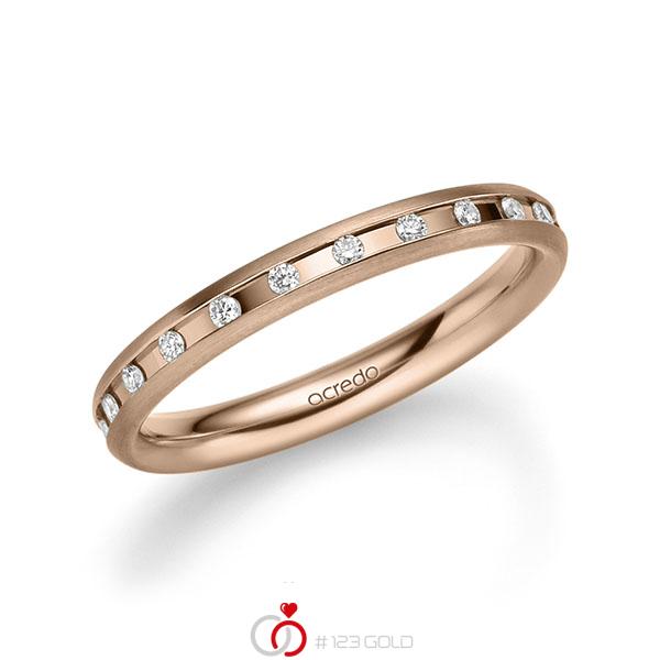 klassischer Trauring/Ehering in Rotgold 585 mit zus. 0,22 ct. Brillant tw, si von acredo - A-2216-2 klassischer Trauring/Ehering in Rotgold 585 mit zus. 0,22 ct. Brillant tw, si von acredo - A-2216-2