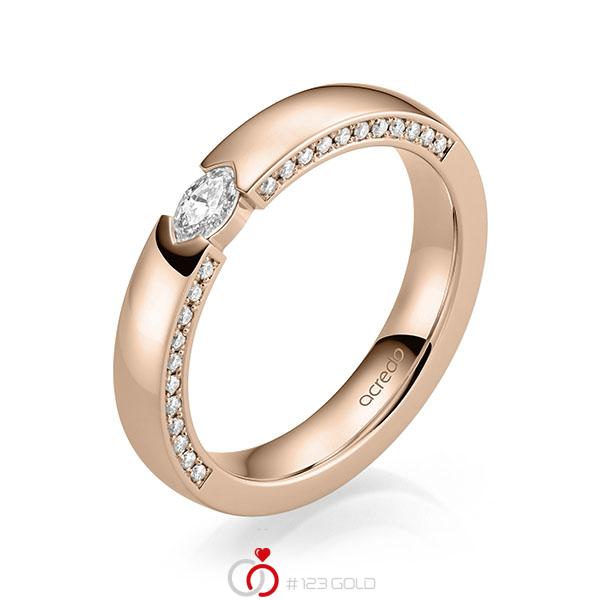 klassischer Trauring/Ehering in Rotgold 585 mit zus. 0,37 ct. Brillant tw, vs tw, si von acredo - A-2166-9 klassischer Trauring/Ehering in Rotgold 585 mit zus. 0,37 ct. Brillant tw, vs tw, si von acredo - A-2166-9