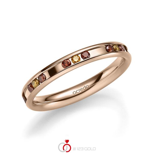 klassischer Trauring/Ehering in Rotgold 585 mit zus. 0,42 ct. Brillant Red Cherry cognac von acredo - A-2219-4 klassischer Trauring/Ehering in Rotgold 585 mit zus. 0,42 ct. Brillant Red Cherry cognac von acredo - A-2219-4