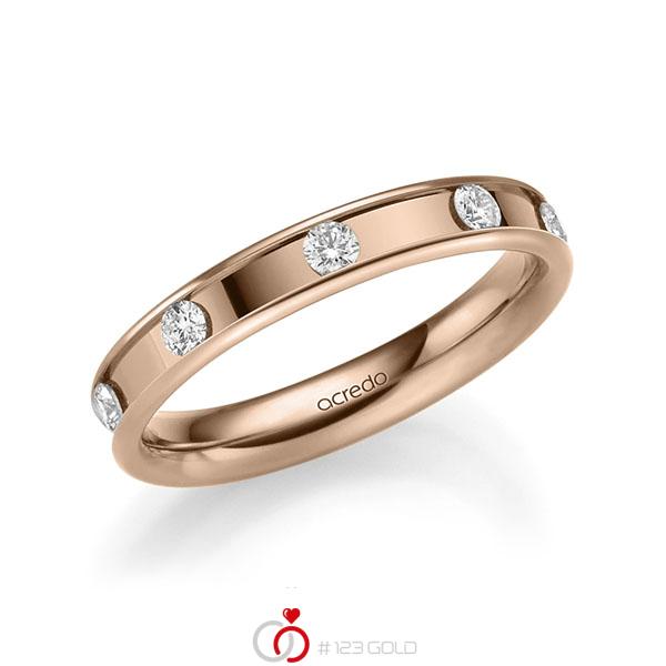 klassischer Trauring/Ehering in Rotgold 585 mit zus. 0,45 ct. Brillant tw, vs von acredo - A-2210-7 klassischer Trauring/Ehering in Rotgold 585 mit zus. 0,45 ct. Brillant tw, vs von acredo - A-2210-7