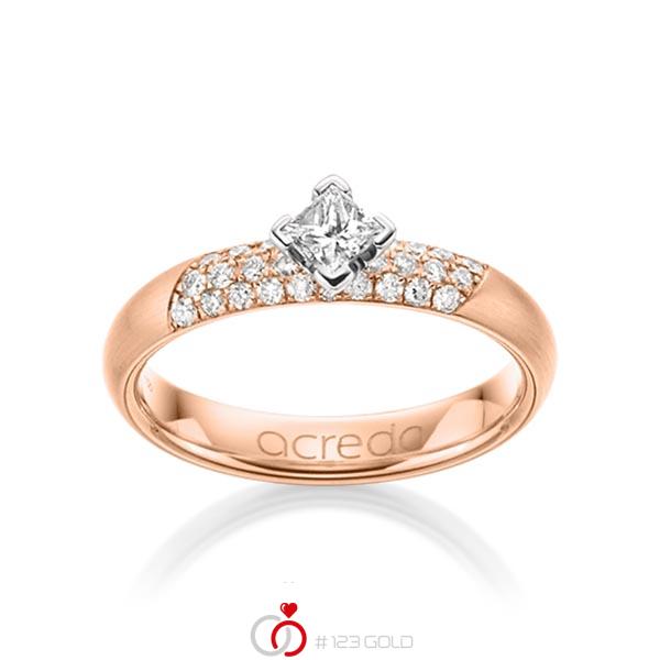 klassischer Trauring/Ehering in Rotgold 585 mit zus. 0,52 ct. Brillant & Prinzess-Diamant tw, si von acredo - A-1283-11 klassischer Trauring/Ehering in Rotgold 585 mit zus. 0,52 ct. Brillant & Prinzess-Diamant tw, si von acredo - A-1283-11