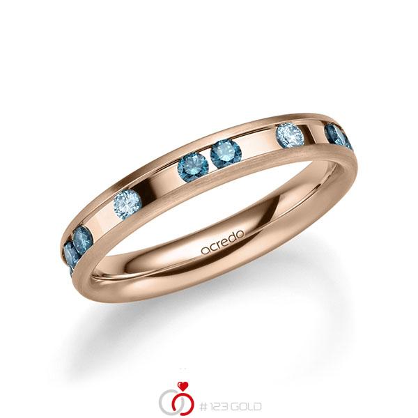 klassischer Trauring/Ehering in Rotgold 585 mit zus. 0,6 ct. Brillant iceblue oceanblue von acredo - A-2218-5 klassischer Trauring/Ehering in Rotgold 585 mit zus. 0,6 ct. Brillant iceblue oceanblue von acredo - A-2218-5