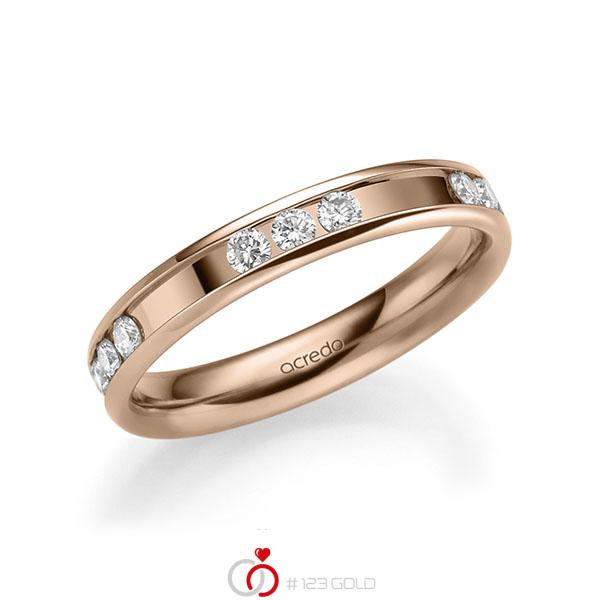 klassischer Trauring/Ehering in Rotgold 585 mit zus. 0,6 ct. Brillant tw, si von acredo - A-2212-7 klassischer Trauring/Ehering in Rotgold 585 mit zus. 0,6 ct. Brillant tw, si von acredo - A-2212-7