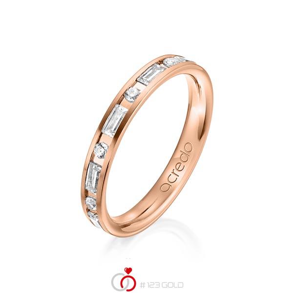 klassischer Trauring/Ehering in Rotgold 585 mit zus. 0,765 ct. Brillant & Baguette-Diamant tw, si tw, vs von acredo - A-1271-5 klassischer Trauring/Ehering in Rotgold 585 mit zus. 0,765 ct. Brillant & Baguette-Diamant tw, si tw, vs von acredo - A-1271-5
