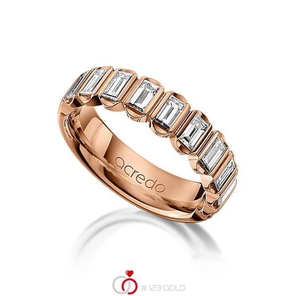 klassischer Trauring/Ehering in Rotgold 585 mit zus. 1,2 ct. Baguette-Diamant tw, vs von acredo - A-1220-5 klassischer Trauring/Ehering in Rotgold 585 mit zus. 1,2 ct. Baguette-Diamant tw, vs von acredo - A-1220-5