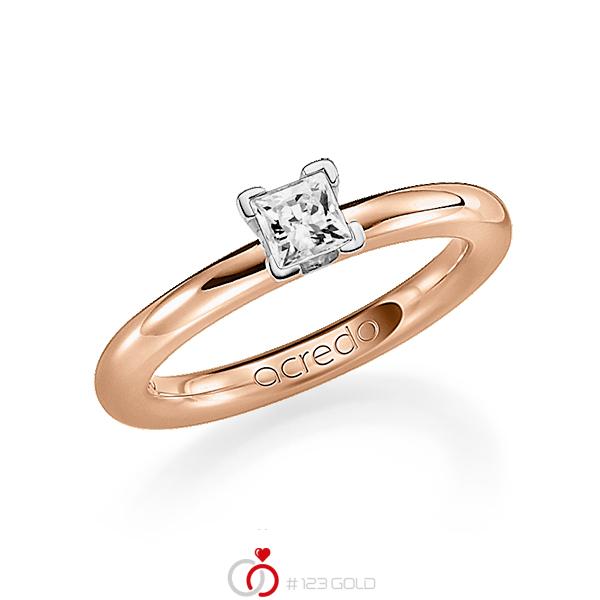 klassischer Trauring/Ehering in Rotgold 750 mit 0,4 ct. Prinzess-Diamant tw, vs von acredo - A-1182-12 klassischer Trauring/Ehering in Rotgold 750 mit 0,4 ct. Prinzess-Diamant tw, vs von acredo - A-1182-12
