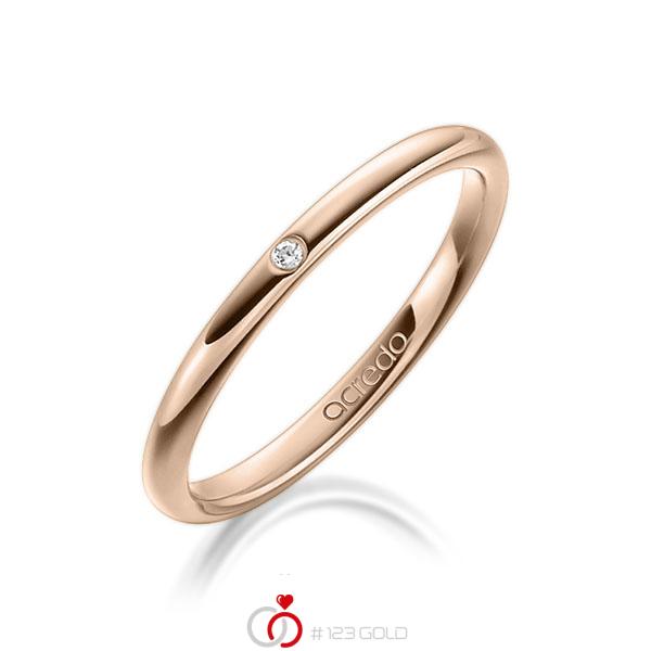 klassischer Trauring/Ehering in Rotgold 750 mit zus. 0,01 ct. Brillant tw, si von acredo - A-1300-10 klassischer Trauring/Ehering in Rotgold 750 mit zus. 0,01 ct. Brillant tw, si von acredo - A-1300-10