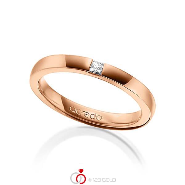 klassischer Trauring/Ehering in Rotgold 750 mit zus. 0,07 ct. Prinzess-Diamant tw, si von acredo - A-1471-5 klassischer Trauring/Ehering in Rotgold 750 mit zus. 0,07 ct. Prinzess-Diamant tw, si von acredo - A-1471-5