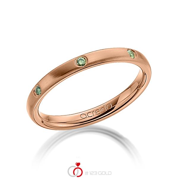 klassischer Trauring/Ehering in Rotgold 750 mit zus. 0,14 ct. Brillant Apple Green von acredo - A-1275-26 klassischer Trauring/Ehering in Rotgold 750 mit zus. 0,14 ct. Brillant Apple Green von acredo - A-1275-26