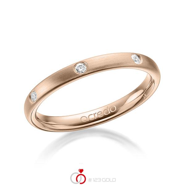 klassischer Trauring/Ehering in Rotgold 750 mit zus. 0,14 ct. Brillant tw, si von acredo - A-1275-25 klassischer Trauring/Ehering in Rotgold 750 mit zus. 0,14 ct. Brillant tw, si von acredo - A-1275-25