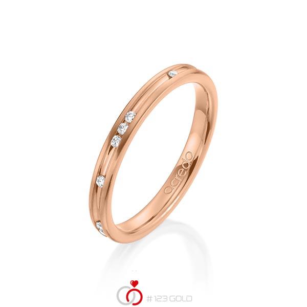klassischer Trauring/Ehering in Rotgold 750 mit zus. 0,14 ct. Brillant tw, si von acredo - A-1276-6 klassischer Trauring/Ehering in Rotgold 750 mit zus. 0,14 ct. Brillant tw, si von acredo - A-1276-6