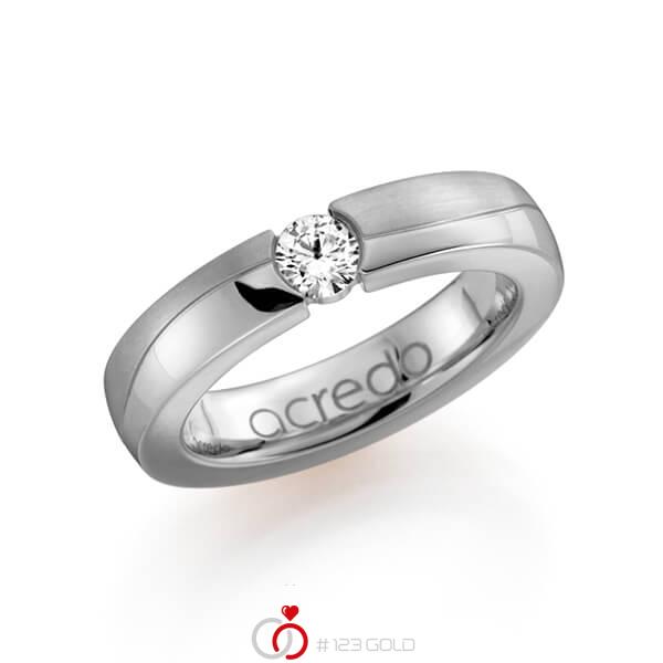 klassischer Trauring/Ehering in Weißgold 585 mit 0,3 ct. Brillant tw, si von acredo - A-1119-4 klassischer Trauring/Ehering in Weißgold 585 mit 0,3 ct. Brillant tw, si von acredo - A-1119-4