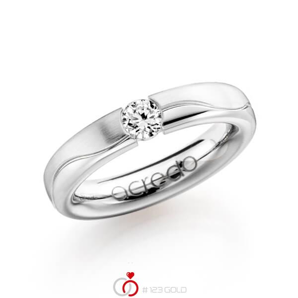 klassischer Trauring/Ehering in Weißgold 585 mit 0,3 ct. Brillant tw, si von acredo - A-1120-4 klassischer Trauring/Ehering in Weißgold 585 mit 0,3 ct. Brillant tw, si von acredo - A-1120-4