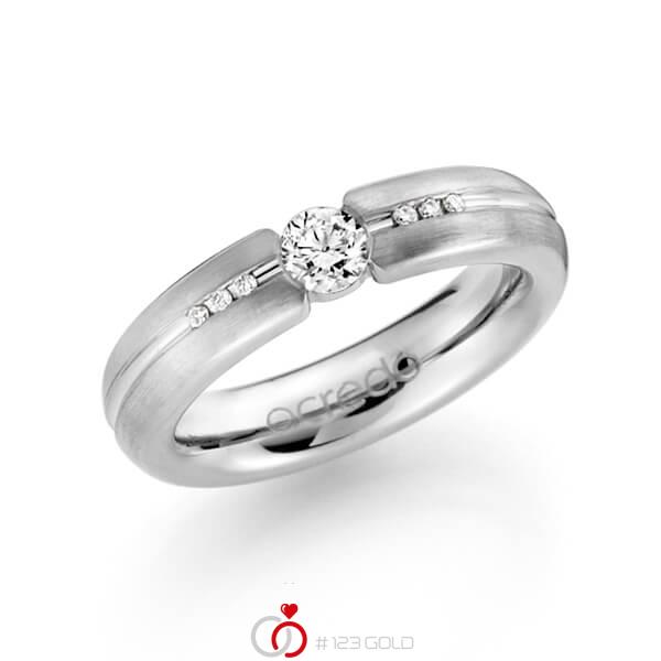 klassischer Trauring/Ehering in Weißgold 585 mit 0,3 ct. + zus. 0,048 ct. Brillant tw, si von acredo - A-1122-3 klassischer Trauring/Ehering in Weißgold 585 mit 0,3 ct. + zus. 0,048 ct. Brillant tw, si von acredo - A-1122-3