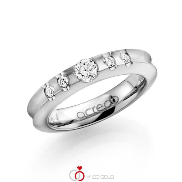 klassischer Trauring/Ehering in Weißgold 585 mit 0,3 ct. + zus. 0,12 ct. Brillant tw, si von acredo - A-1118-2 klassischer Trauring/Ehering in Weißgold 585 mit 0,3 ct. + zus. 0,12 ct. Brillant tw, si von acredo - A-1118-2