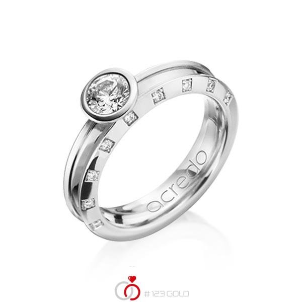 klassischer Trauring/Ehering in Weißgold 585 mit 0,5 ct. + zus. 0,09 ct. Brillant tw, vs tw, si von acredo - A-1200-14 klassischer Trauring/Ehering in Weißgold 585 mit 0,5 ct. + zus. 0,09 ct. Brillant tw, vs tw, si von acredo - A-1200-14