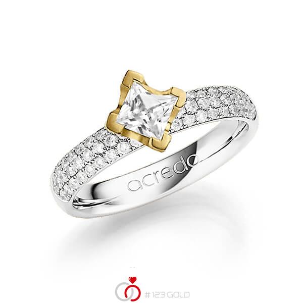 klassischer Trauring/Ehering in Weißgold 585 mit 0,5 ct. + zus. 0,432 ct. Brillant & Prinzess-Diamant tw, si tw, vs von acredo - A-1249-6 klassischer Trauring/Ehering in Weißgold 585 mit 0,5 ct. + zus. 0,432 ct. Brillant & Prinzess-Diamant tw, si tw, vs von acredo - A-1249-6