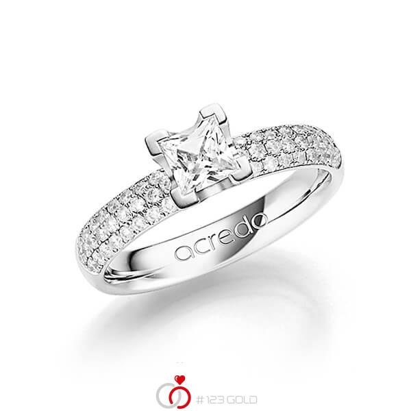 klassischer Trauring/Ehering in Weißgold 585 mit 0,5 ct. + zus. 0,432 ct. Brillant & Prinzess-Diamant tw, si tw, vs von acredo - A-1249-7 klassischer Trauring/Ehering in Weißgold 585 mit 0,5 ct. + zus. 0,432 ct. Brillant & Prinzess-Diamant tw, si tw, vs von acredo - A-1249-7