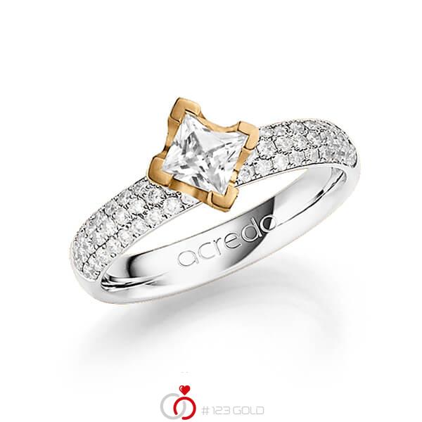klassischer Trauring/Ehering in Weißgold 585 mit 0,5 ct. + zus. 0,432 ct. Prinzess-Diamant & Brillant tw, vs tw, si von acredo - A-1249-5 klassischer Trauring/Ehering in Weißgold 585 mit 0,5 ct. + zus. 0,432 ct. Prinzess-Diamant & Brillant tw, vs tw, si von acredo - A-1249-5