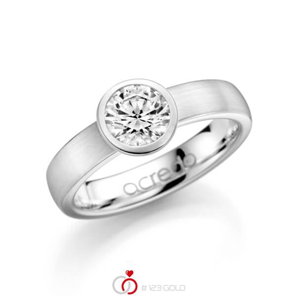 klassischer Trauring/Ehering in Weißgold 585 mit 1 ct. Brillant tw, si von acredo - A-1134-1 klassischer Trauring/Ehering in Weißgold 585 mit 1 ct. Brillant tw, si von acredo - A-1134-1