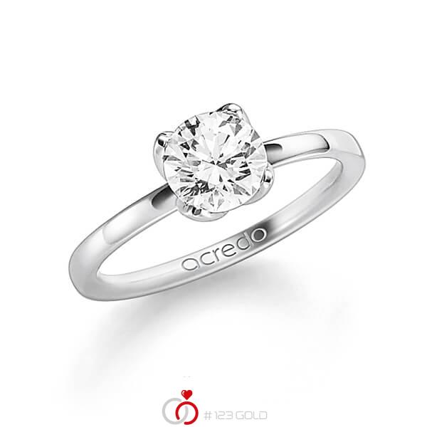klassischer Trauring/Ehering in Weißgold 585 mit 1 ct. Brillant tw, si von acredo - A-1189-1 klassischer Trauring/Ehering in Weißgold 585 mit 1 ct. Brillant tw, si von acredo - A-1189-1