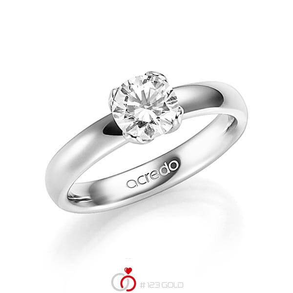 klassischer Trauring/Ehering in Weißgold 585 mit 1 ct. Brillant tw, vs von acredo - A-1357-1 klassischer Trauring/Ehering in Weißgold 585 mit 1 ct. Brillant tw, vs von acredo - A-1357-1