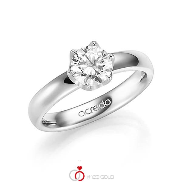klassischer Trauring/Ehering in Weißgold 585 mit 1 ct. Brillant tw, vs von acredo - A-1359-1 klassischer Trauring/Ehering in Weißgold 585 mit 1 ct. Brillant tw, vs von acredo - A-1359-1