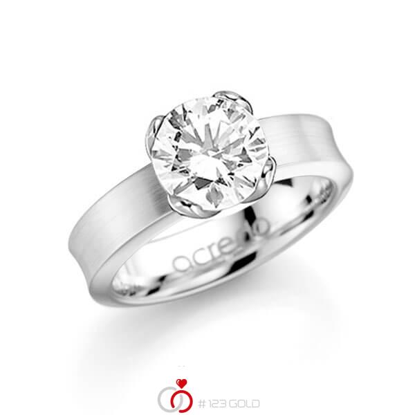 klassischer Trauring/Ehering in Weißgold 585 mit 2 ct. Brillant tw, si von acredo - A-1136-7 klassischer Trauring/Ehering in Weißgold 585 mit 2 ct. Brillant tw, si von acredo - A-1136-7