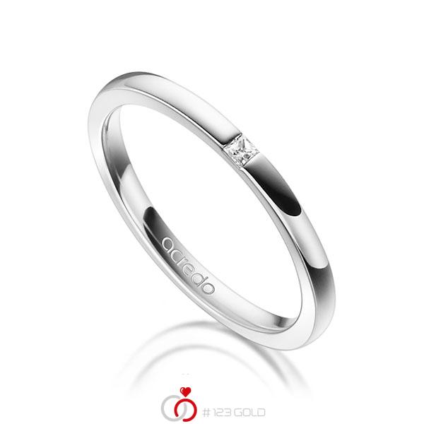 klassischer Trauring/Ehering in Weißgold 585 mit zus. 0,03 ct. Prinzess-Diamant tw, si von acredo - A-1303-1 klassischer Trauring/Ehering in Weißgold 585 mit zus. 0,03 ct. Prinzess-Diamant tw, si von acredo - A-1303-1