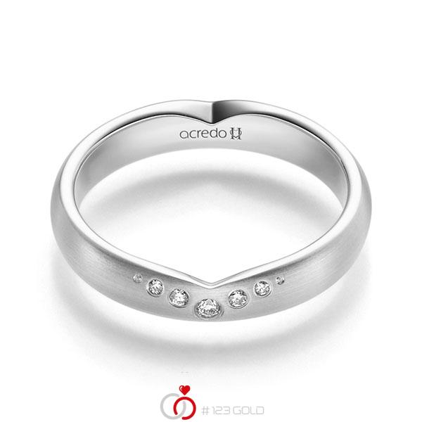 klassischer Trauring/Ehering in Weißgold 585 mit zus. 0,05 ct. Brillant tw, si von acredo - A-2251-6 klassischer Trauring/Ehering in Weißgold 585 mit zus. 0,05 ct. Brillant tw, si von acredo - A-2251-6