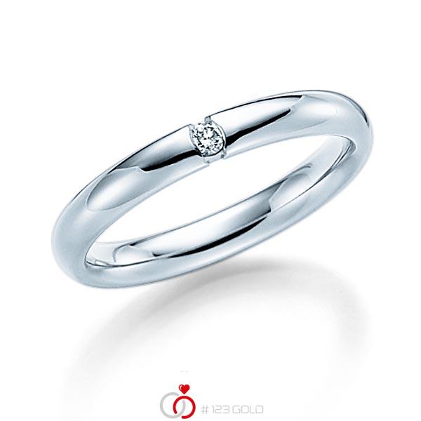klassischer Trauring/Ehering in Weißgold 585 mit zus. 0,05 ct. Brillant tw, si von Steinberg - Q-1372-1 klassischer Trauring/Ehering in Weißgold 585 mit zus. 0,05 ct. Brillant tw, si von Steinberg - Q-1372-1