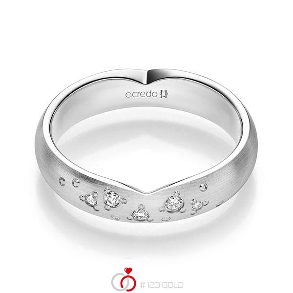 klassischer Trauring/Ehering in Weißgold 585 mit zus. 0,063 ct. Brillant tw, si von acredo - A-2253-9 klassischer Trauring/Ehering in Weißgold 585 mit zus. 0,063 ct. Brillant tw, si von acredo - A-2253-9