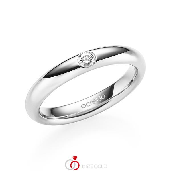 klassischer Trauring/Ehering in Weißgold 585 mit zus. 0,08 ct. Brillant tw, si von acredo - A-1905-11 klassischer Trauring/Ehering in Weißgold 585 mit zus. 0,08 ct. Brillant tw, si von acredo - A-1905-11