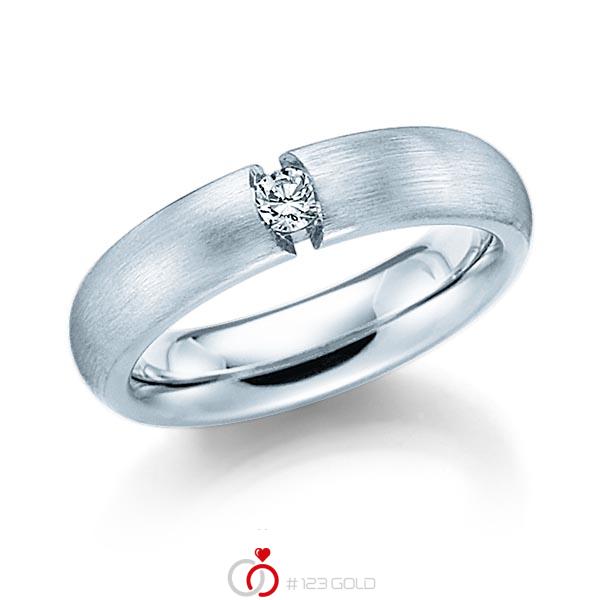 klassischer Trauring/Ehering in Weißgold 585 mit zus. 0,08 ct. Brillant tw, si von Steinberg - Q-1382-1 klassischer Trauring/Ehering in Weißgold 585 mit zus. 0,08 ct. Brillant tw, si von Steinberg - Q-1382-1