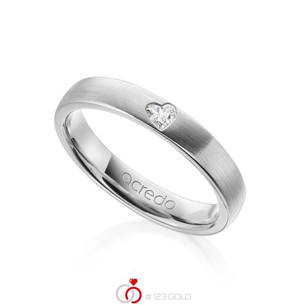 klassischer Trauring/Ehering in Weißgold 585 mit zus. 0,08 ct. Herz-Diamant tw, vs von acredo - A-1242-10 klassischer Trauring/Ehering in Weißgold 585 mit zus. 0,08 ct. Herz-Diamant tw, vs von acredo - A-1242-10