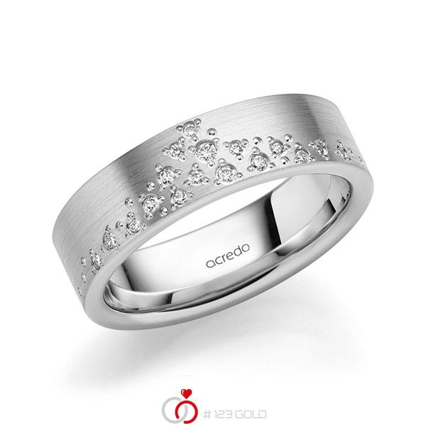 klassischer Trauring/Ehering in Weißgold 585 mit zus. 0,114 ct. Brillant tw, si von acredo - A-2194-6 klassischer Trauring/Ehering in Weißgold 585 mit zus. 0,114 ct. Brillant tw, si von acredo - A-2194-6