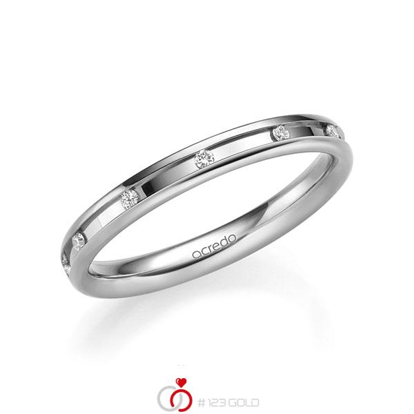 klassischer Trauring/Ehering in Weißgold 585 mit zus. 0,11 ct. Brillant tw, si von acredo - A-2207-4 klassischer Trauring/Ehering in Weißgold 585 mit zus. 0,11 ct. Brillant tw, si von acredo - A-2207-4