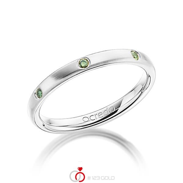 klassischer Trauring/Ehering in Weißgold 585 mit zus. 0,14 ct. Brillant Apple Green von acredo - A-1275-7 klassischer Trauring/Ehering in Weißgold 585 mit zus. 0,14 ct. Brillant Apple Green von acredo - A-1275-7