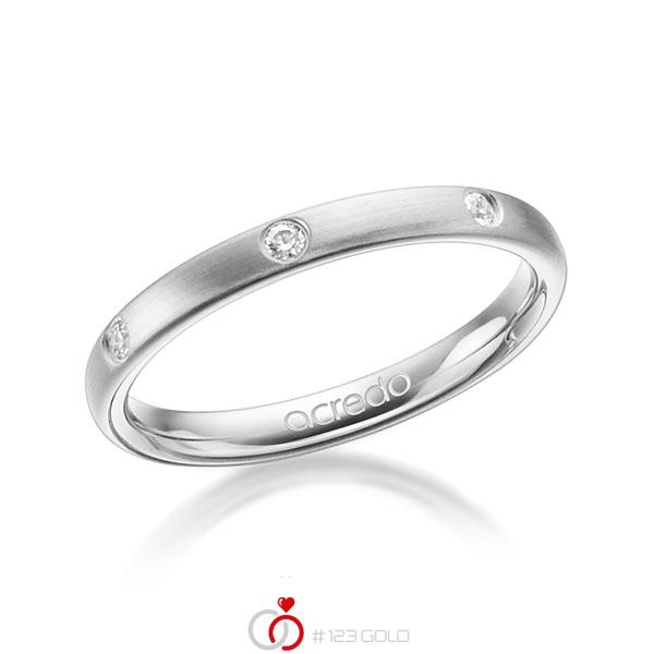 klassischer Trauring/Ehering in Weißgold 585 mit zus. 0,14 ct. Brillant tw, si von acredo - A-1275-8 klassischer Trauring/Ehering in Weißgold 585 mit zus. 0,14 ct. Brillant tw, si von acredo - A-1275-8